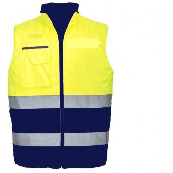 Bodytech Two Tone Hi Vis Bodywarmer, Yellow & Navy