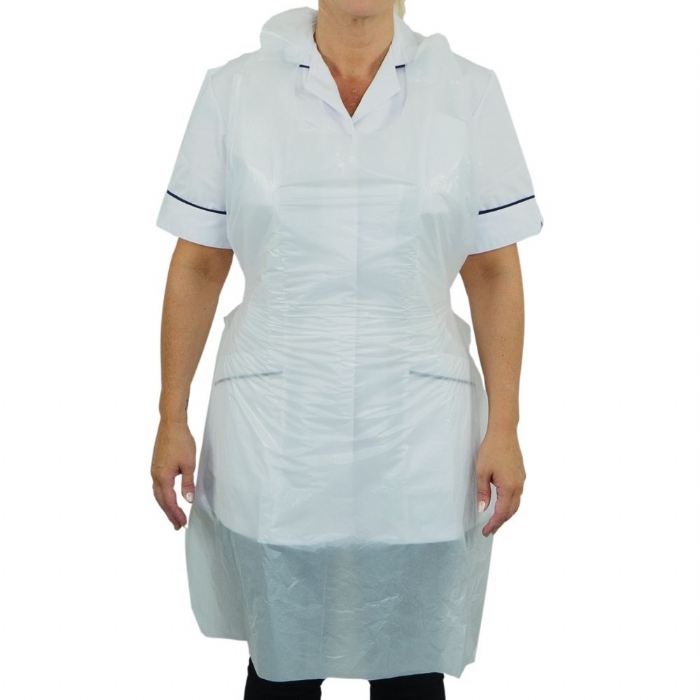 Premium Longer Length Polythene Aprons on a Roll - White