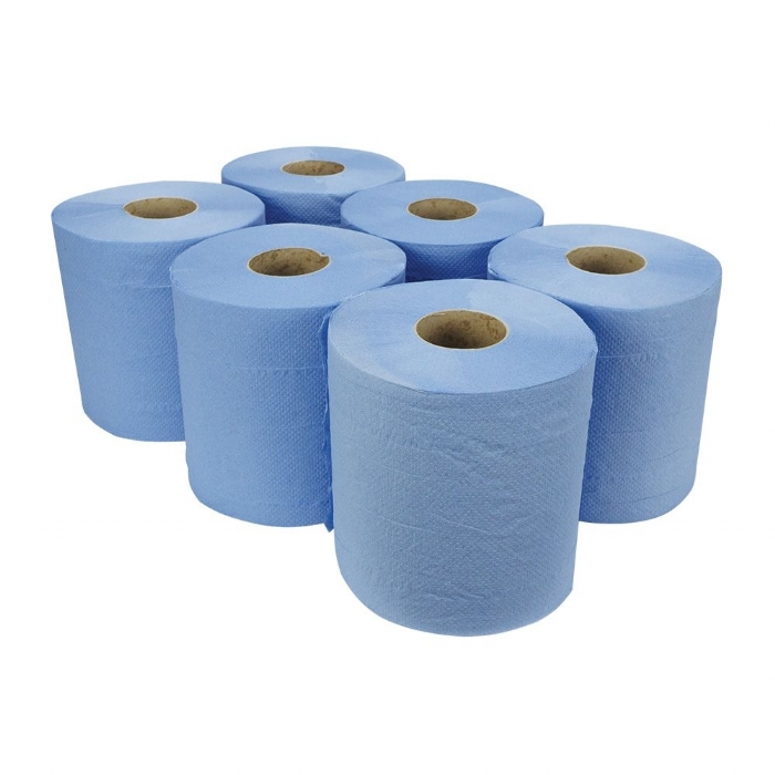 Essentials Premium 2ply Blue Centre Feed Rolls (186mm x 150m)