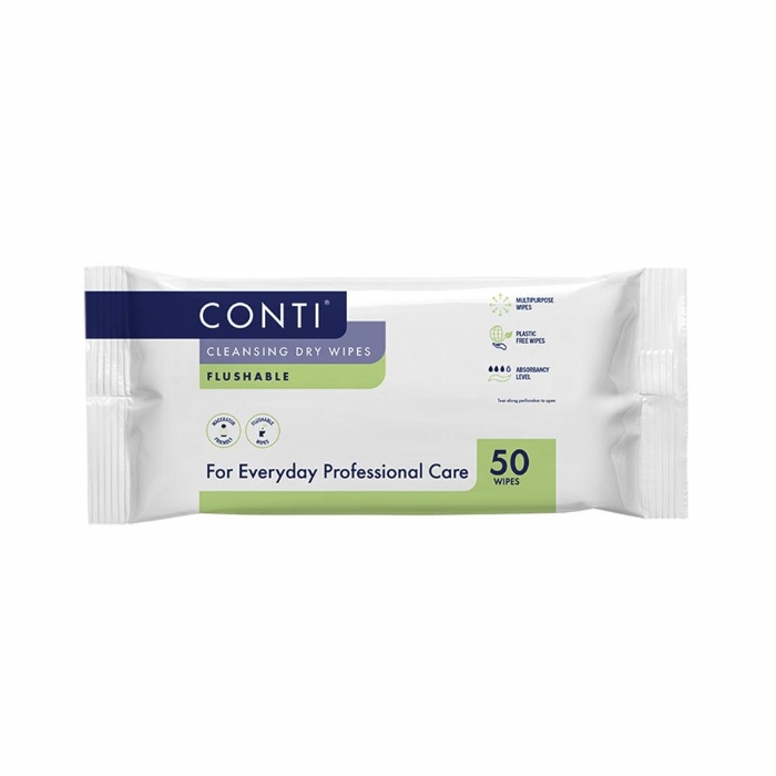 Conti Flushable Dry Patient Wipes Large (22cm x 24cm)