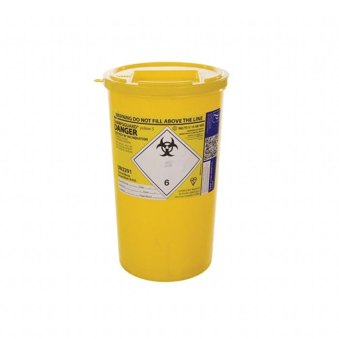 Sharpsguard Sharps Bin Yellow Lid 5L