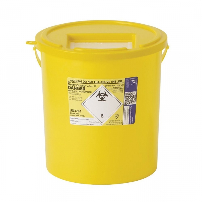 Sharpsguard Sharps Bin Yellow Lid 22 Litre