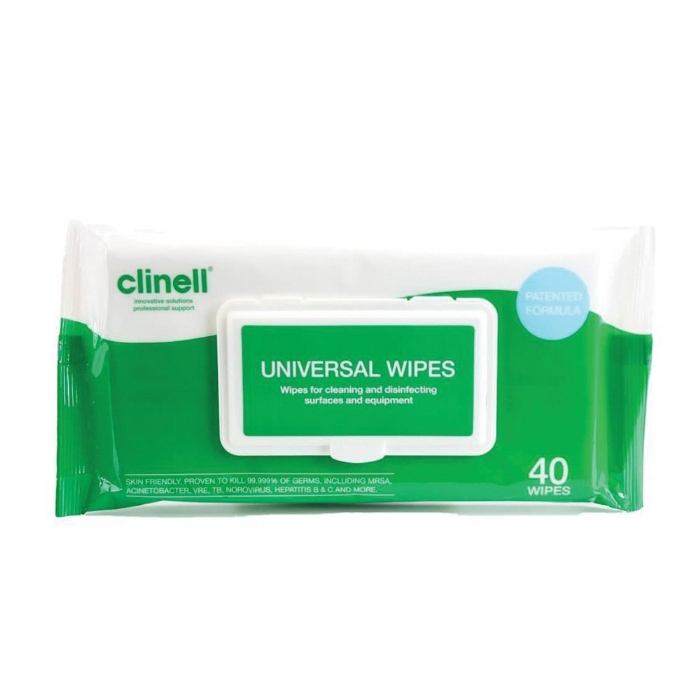 Clinell Universal Sanitising Wipes - 40 Wipe Pack