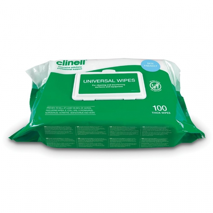 Clinell Universal Sanitising Wipes Flowrap Pack - 100 Wipes