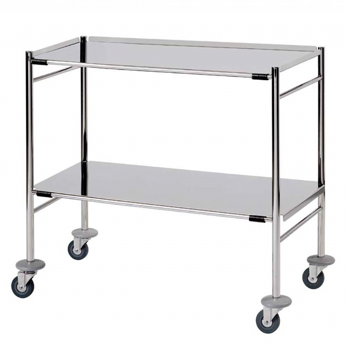 Surgical Trolley 2 Removable Reversible Folded Stainless Steel Shelves