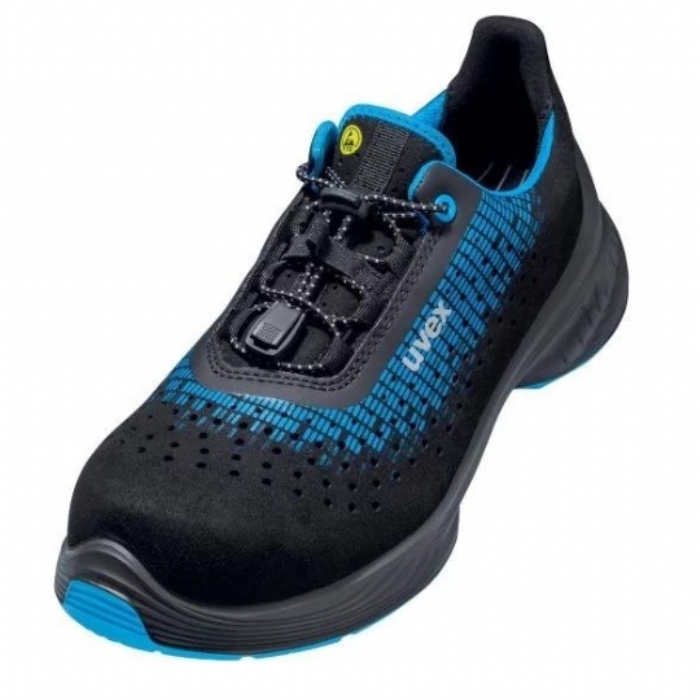 UVEX 1 G2 Perforated Safety Shoe, Black/Blue, S1 SRC ESD