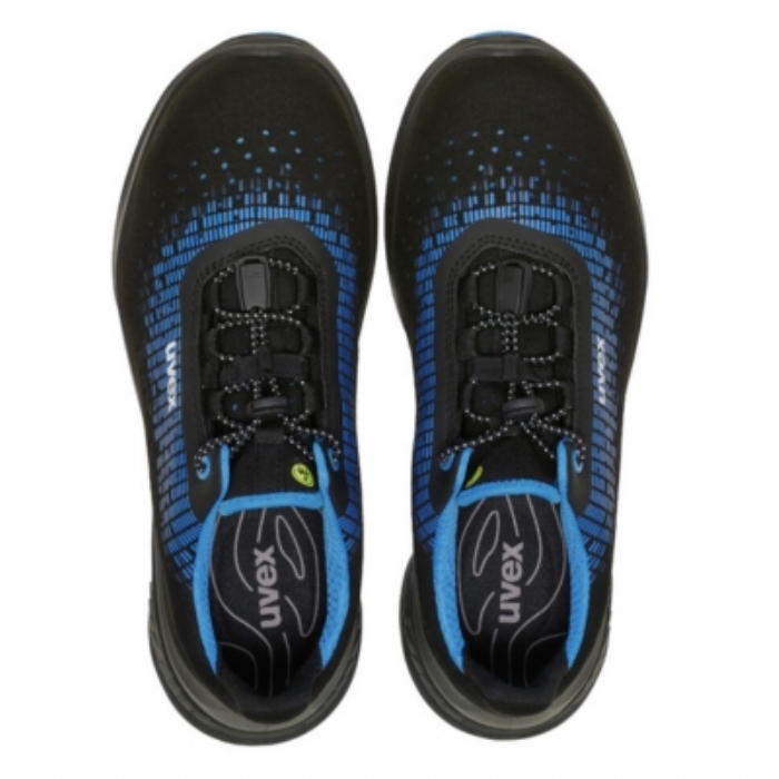 UVEX 1 G2 Perforated Safety Shoe, Black/Blue, S1 SRC ESD
