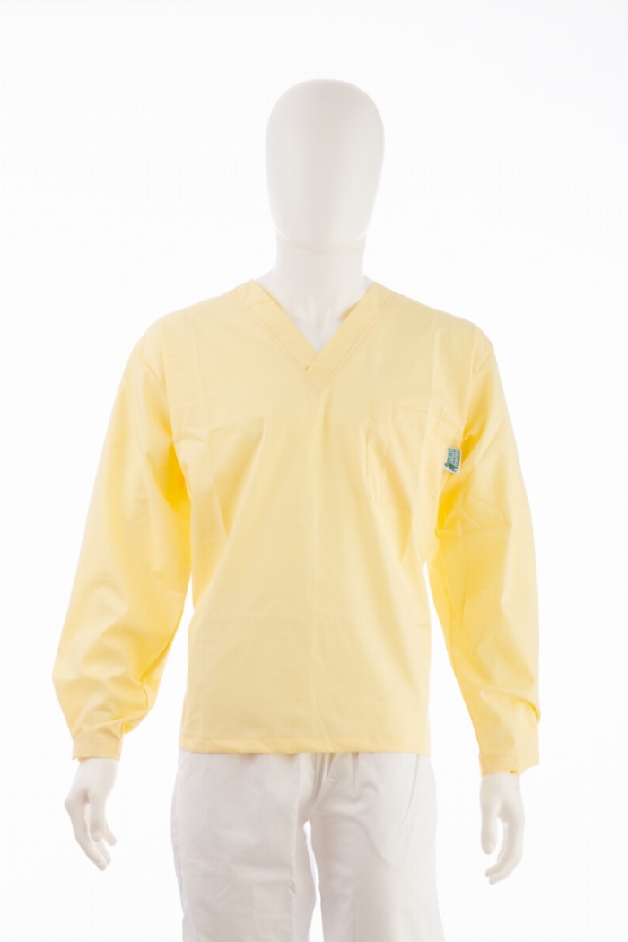 Lemon Long Sleeve Scrub Top Velcro Cuff 100% Cotton