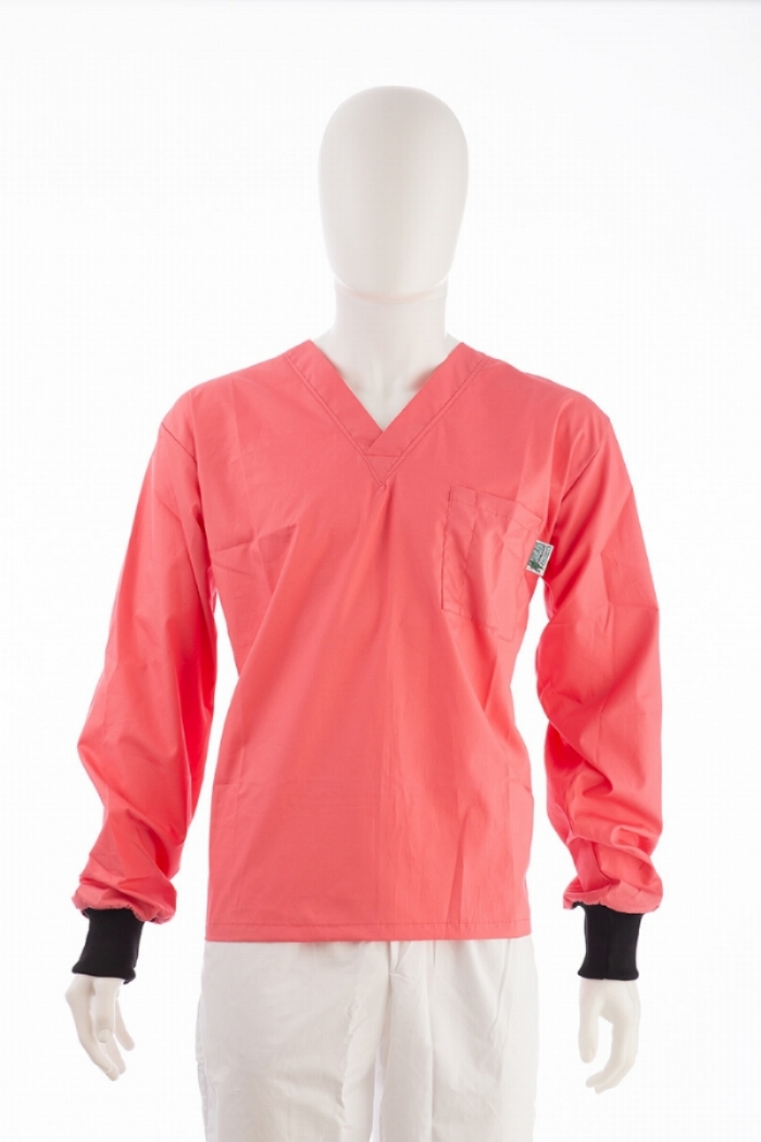 Blush Long Sleeve Scrub Top Elastic Cuff 100% Cotton