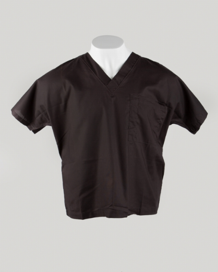 Black Short Sleeve Scrub Top 100% Cotton