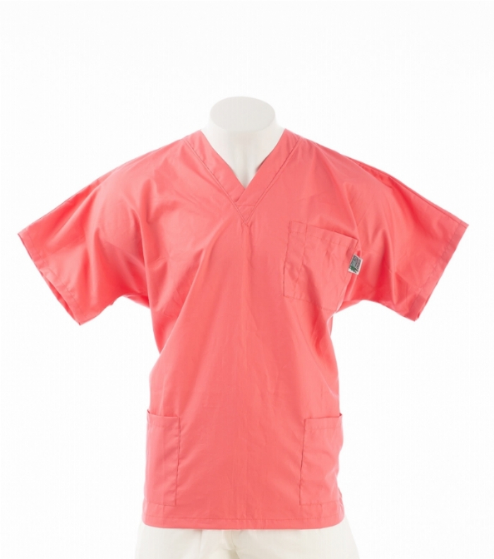  Blush Short Sleeve Scrub Top with Side Pockets 100% Cotton