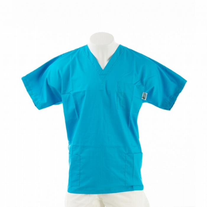  Peacock Short Sleeve Scrub Top with Side Pockets 100% Cotton