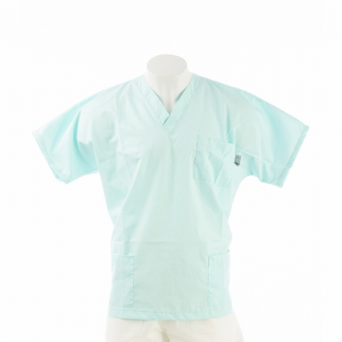  Mint Short Sleeve Scrub Top with Side Pockets 100% Cotton