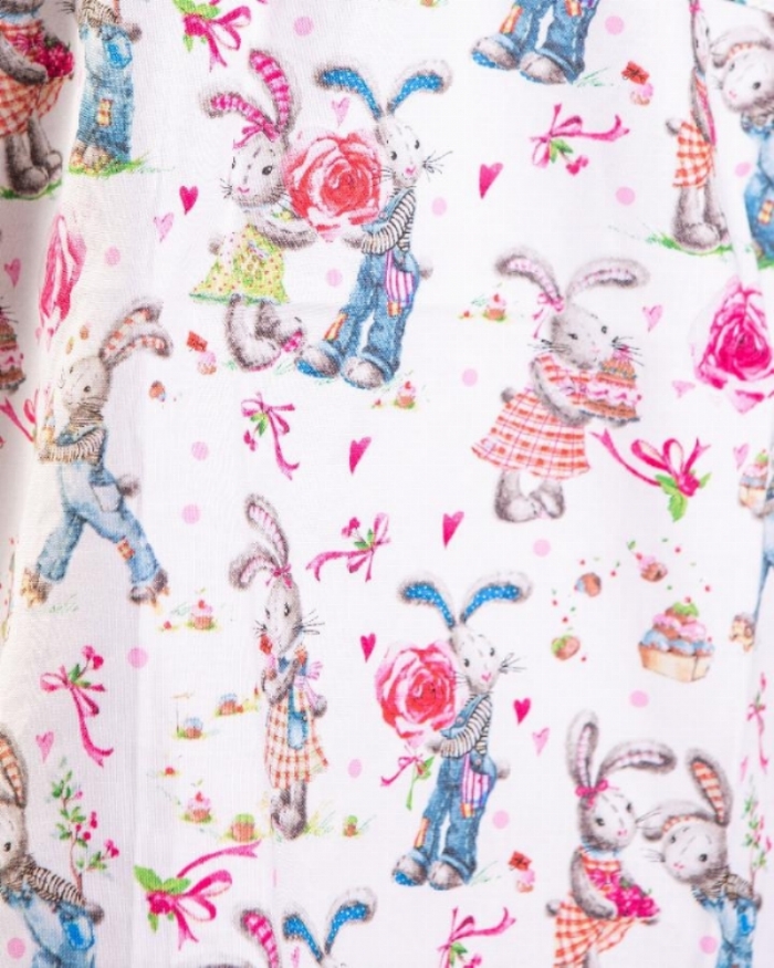  Loved Up Rabbits Short Sleeve Scrub Top 100% Cotton