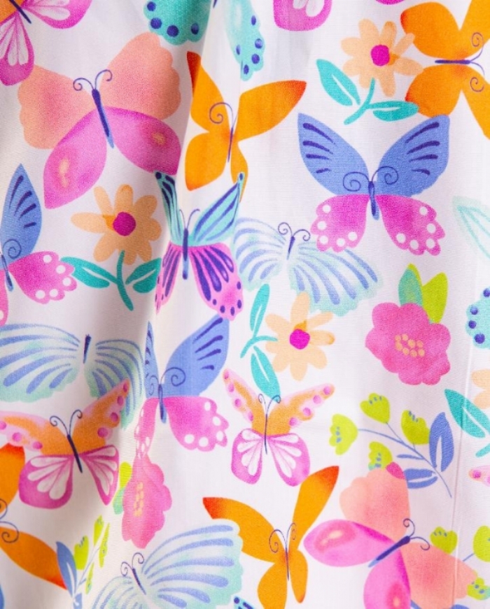 Beautiful Butterflies Short Sleeve Scrub Top 100% Cotton