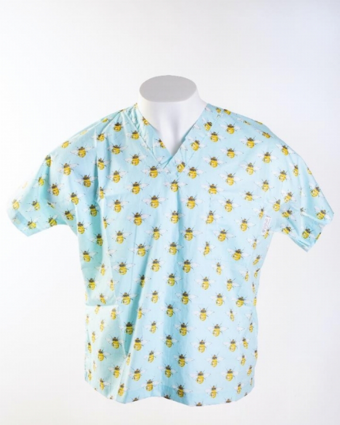 Bumble Bee Sky Short Sleeve Scrub Top 100% Cotton