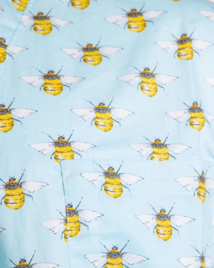 Bumble Bee Sky Short Sleeve Scrub Top 100% Cotton