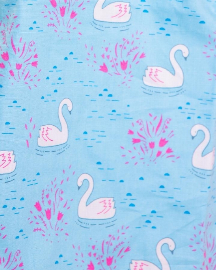 Blue Majestic Swan Short Sleeve Scrub Top 100% Cotton