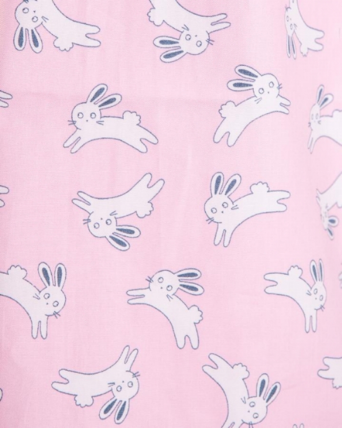 Pink Jumping Rabbits Short Sleeve Scrub Top 100% Cotton