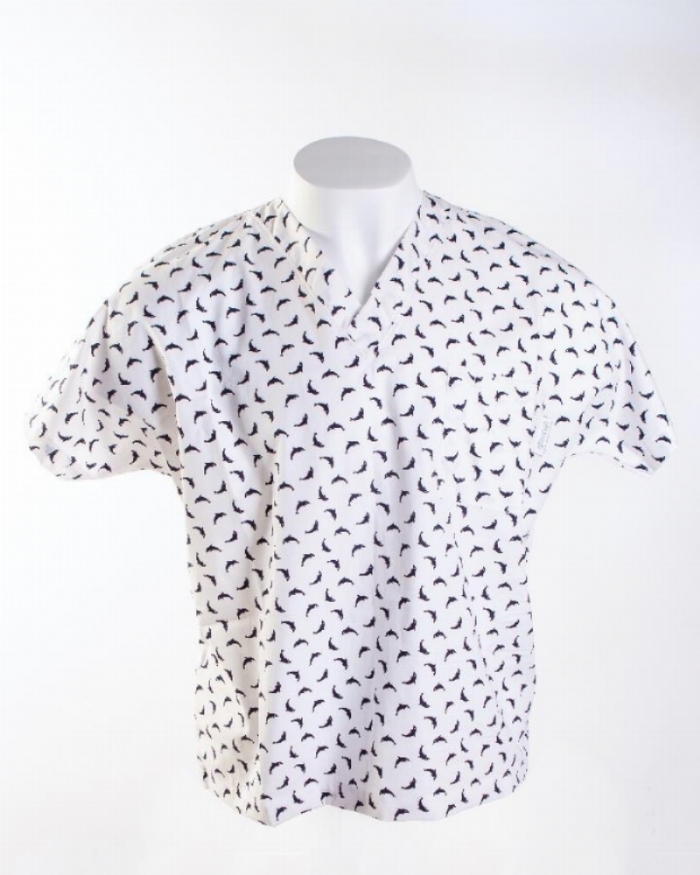 White Dolphin Short Sleeve Scrub Top 100% Cotton