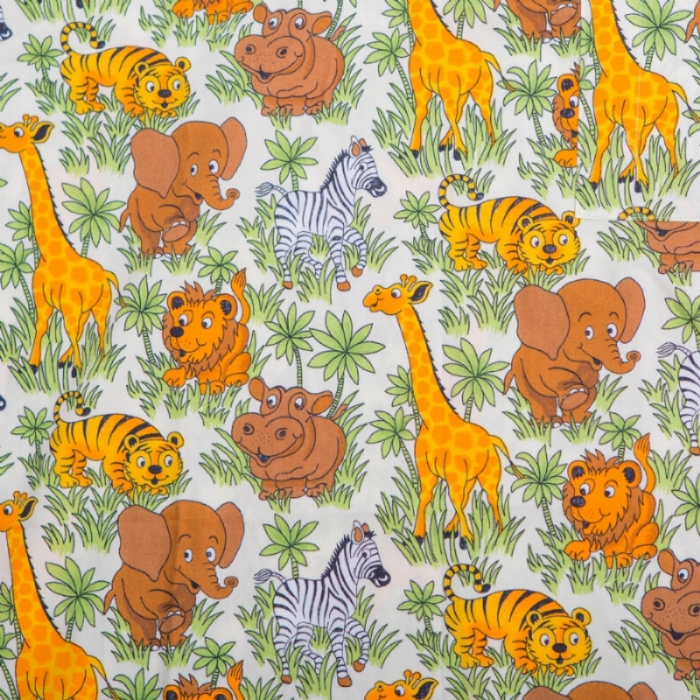 Safari Cartoon Animals Short Sleeve Scrub Top 100% Cotton