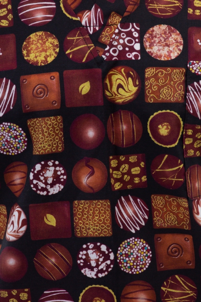 Chocolate Truffle Short Sleeve Scrub Top 100% Cotton