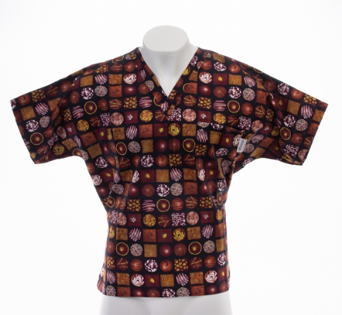 Chocolate Truffle Short Sleeve Scrub Top 100% Cotton