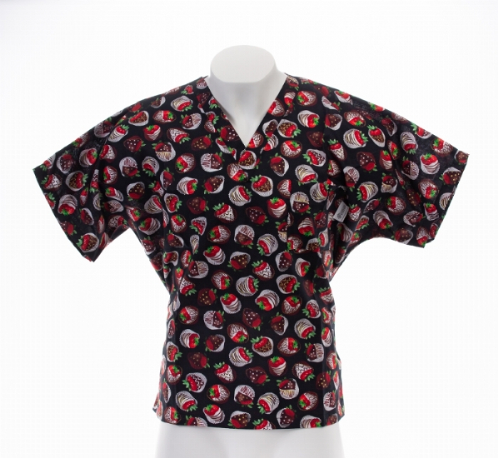 Strawberry Sweetness Short Sleeve Scrub Top 100% Cotton