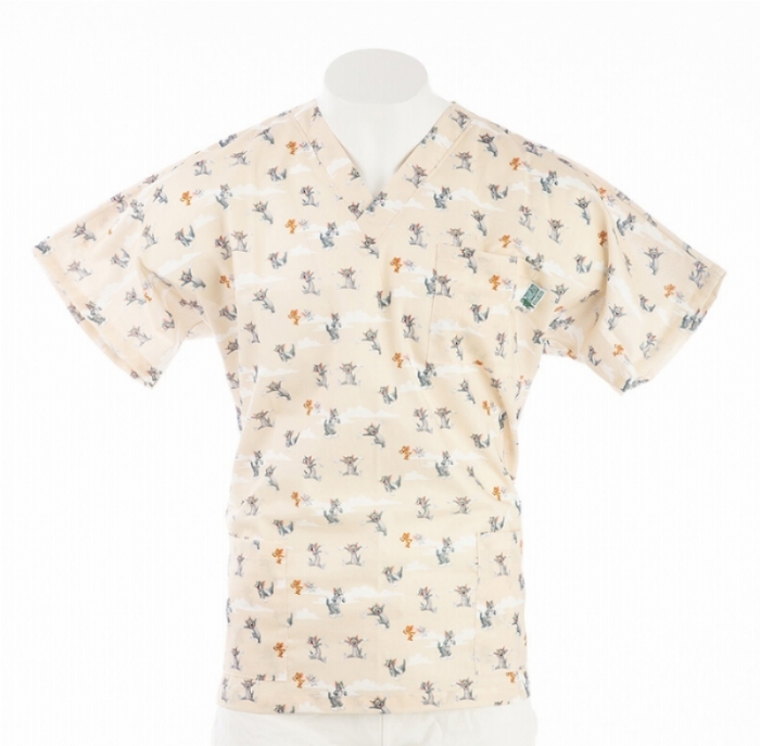 Tom & Jerry Short Sleeve Scrub Top 100% Cotton