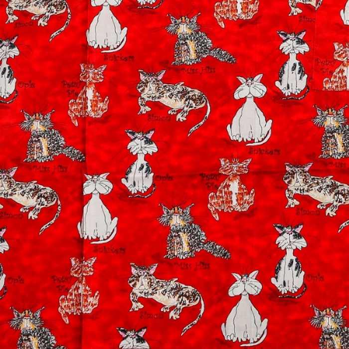 Red Cats Short Sleeve Scrub Top 100% Cotton