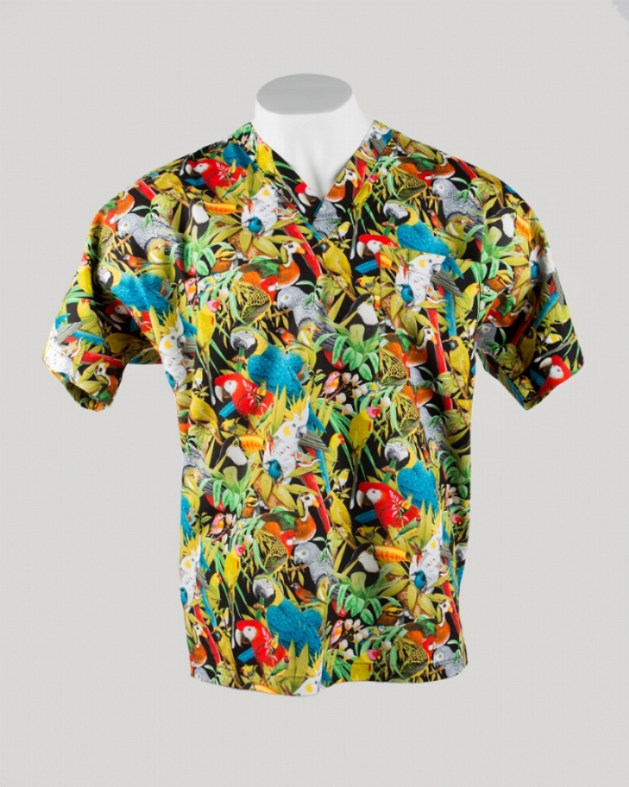 Jungle Birds Short Sleeve Scrub Top 100% Cotton