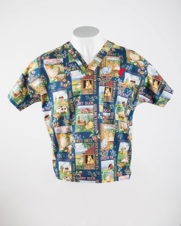 Farmyard Short Sleeve Scrub Top 100% Cotton