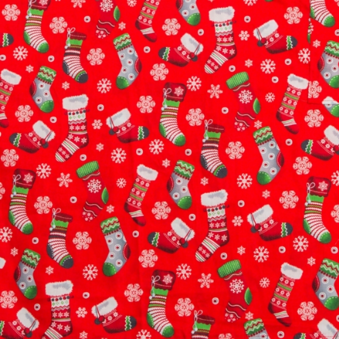 Christmas Stocking Short Sleeve Scrub Top 100% Cotton