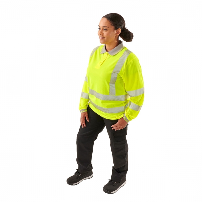 Ladies Hi Vis Yellow Jaya Birds Eye Polo