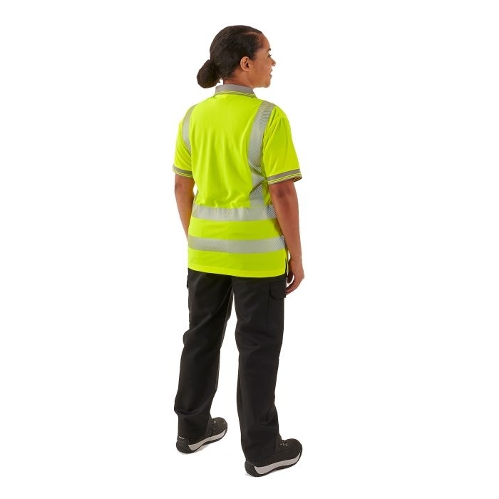 Ladies Hi Vis Yellow Savannah Birds Eye Polo