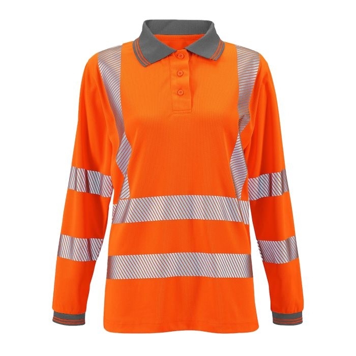 Ladies Hi Vis Orange Jaya Birds Eye Polo