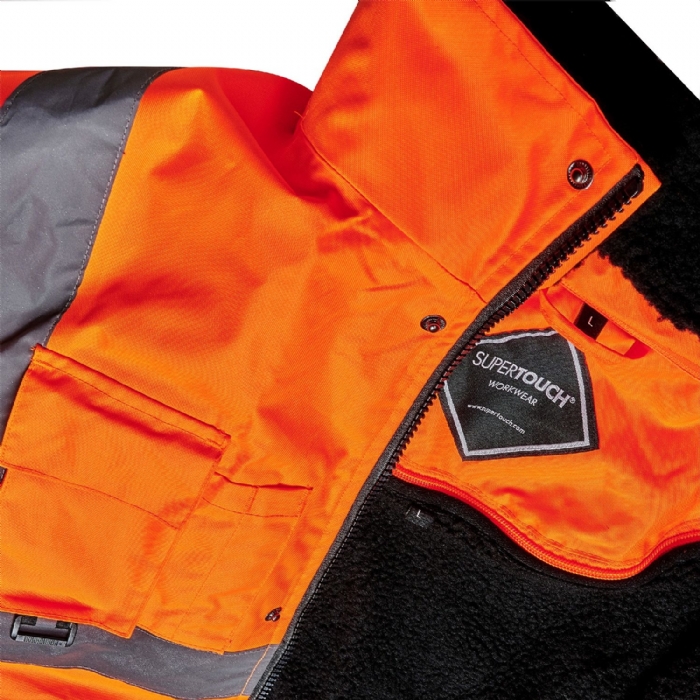 Supertouch Hi Vis Orange Breathable 2 in 1 Bomber Jacket