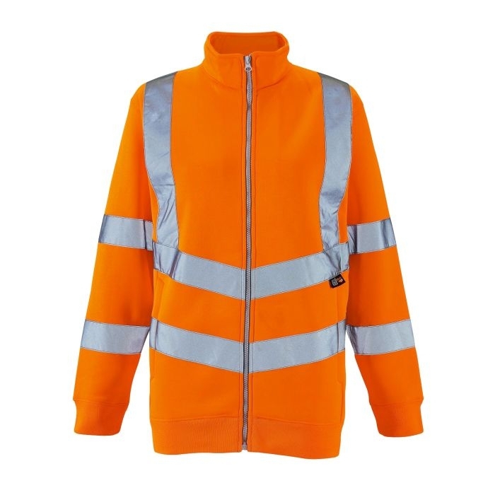Ladies Hi Vis Orange Eshaal Zipped Sweatshirt