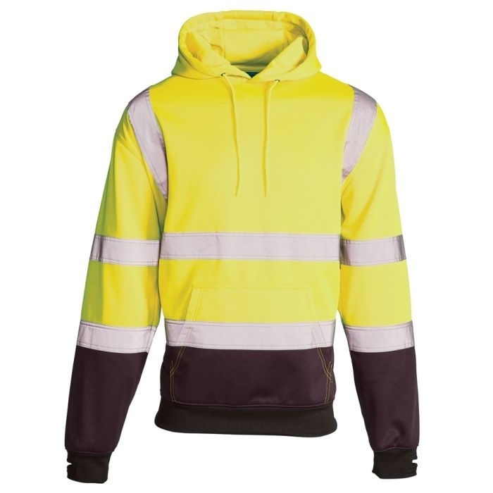 Hi Vis Yellow 2 Tone Hooded Sweatshirt