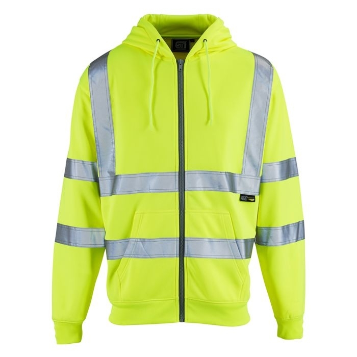 Hi Vis Yellow Zipped Hooded Sweatshirt