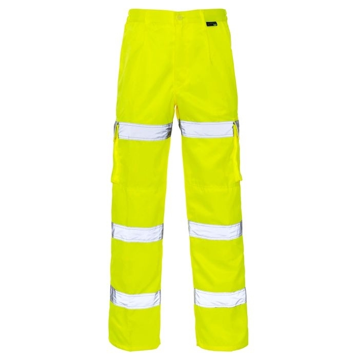 Hi Vis Yellow 3 Band Combat Trousers