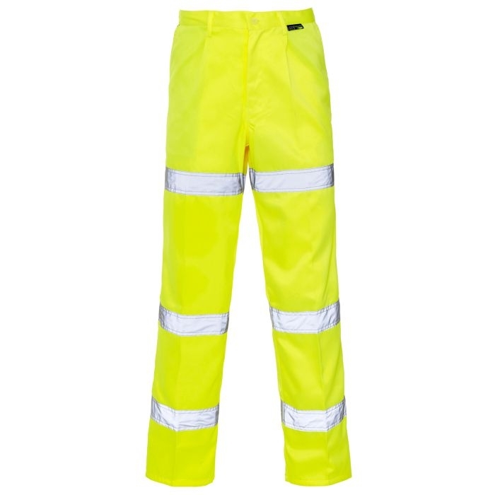 Hi Vis Yellow 3 Band Polycotton Trousers