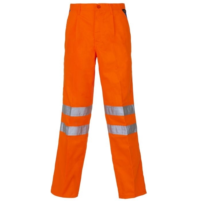 Hi Vis Orange Polycotton Trousers - Knee Band