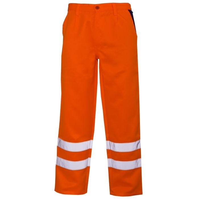 Hi Vis Orange Polycotton Trousers - Ankle Band