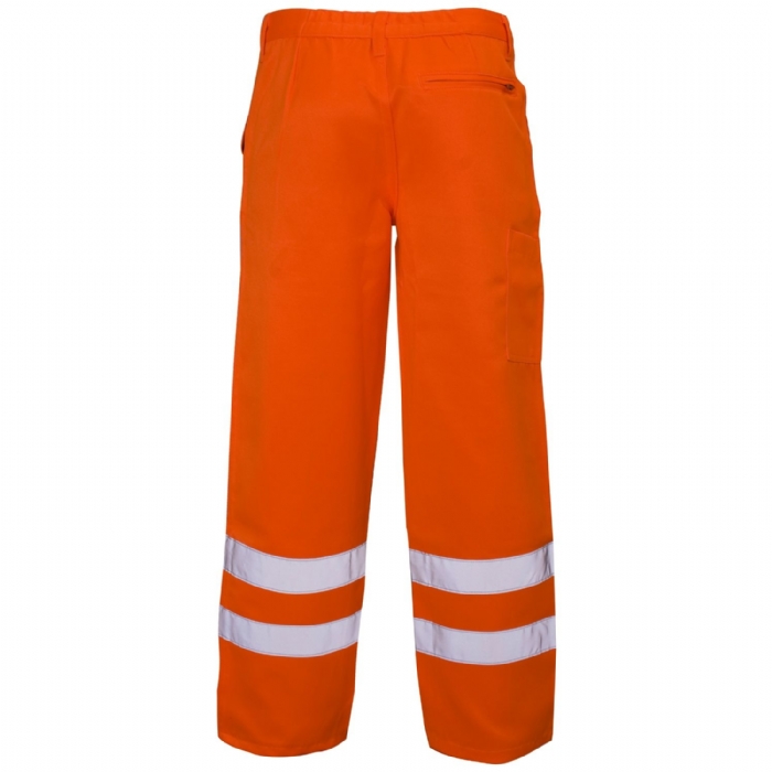 Hi Vis Orange Polycotton Trousers - Ankle Band