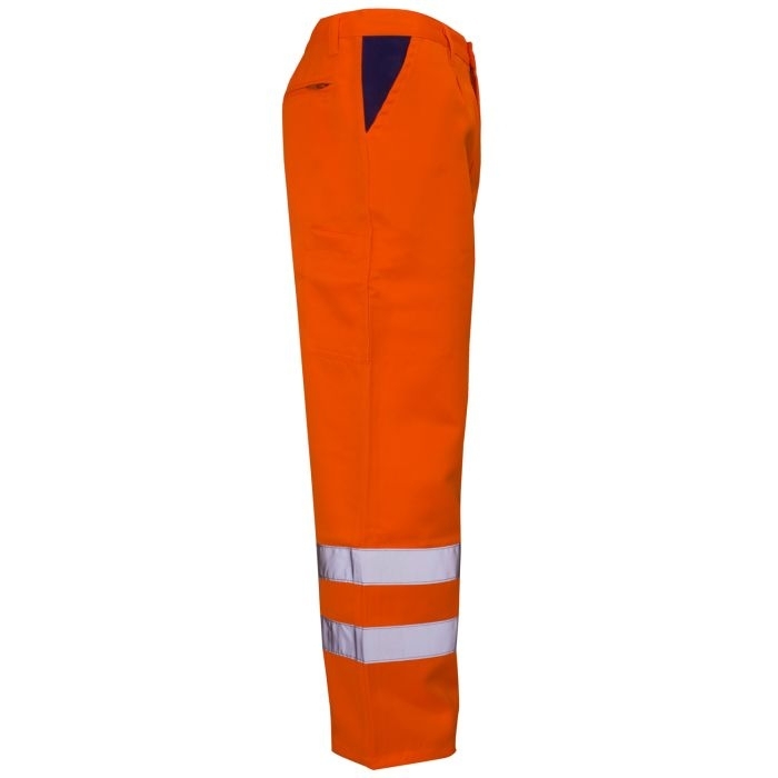 Hi Vis Orange Polycotton Trousers - Ankle Band