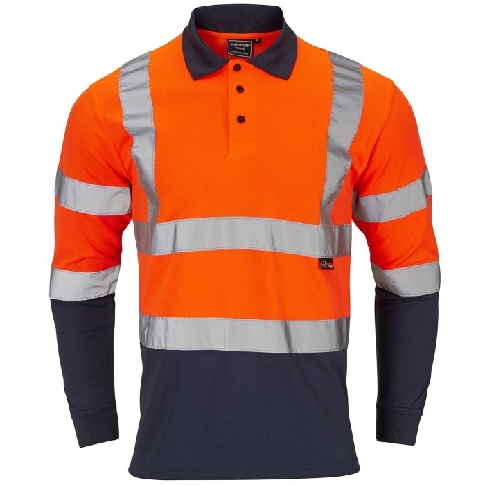Hi-Vis 2 Tone Orange Long Sleeve Polo Shirt