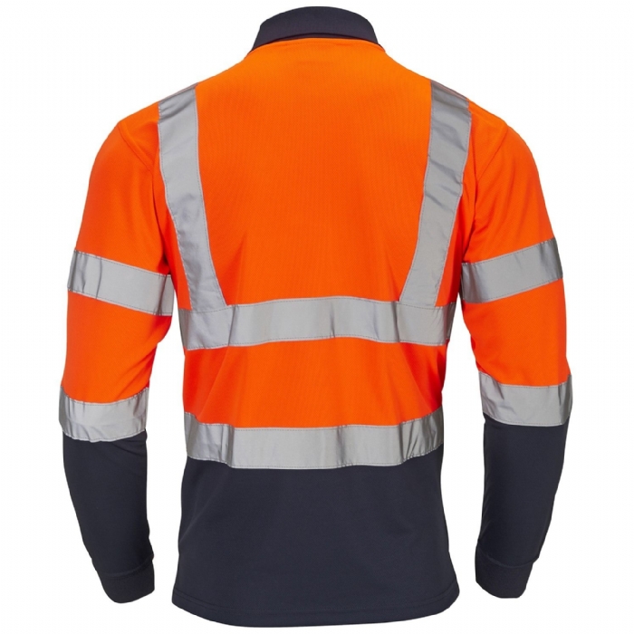 Hi-Vis 2 Tone Orange Long Sleeve Polo Shirt