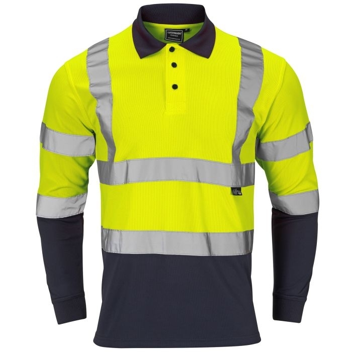 Hi-Vis 2 Tone Yellow Long Sleeve Polo Shirt