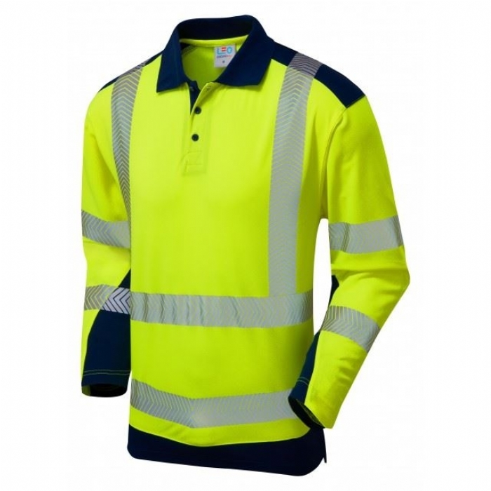 LEO WRINGCLIFF HI-VIS LONG SLEEVE POLO SHIRT